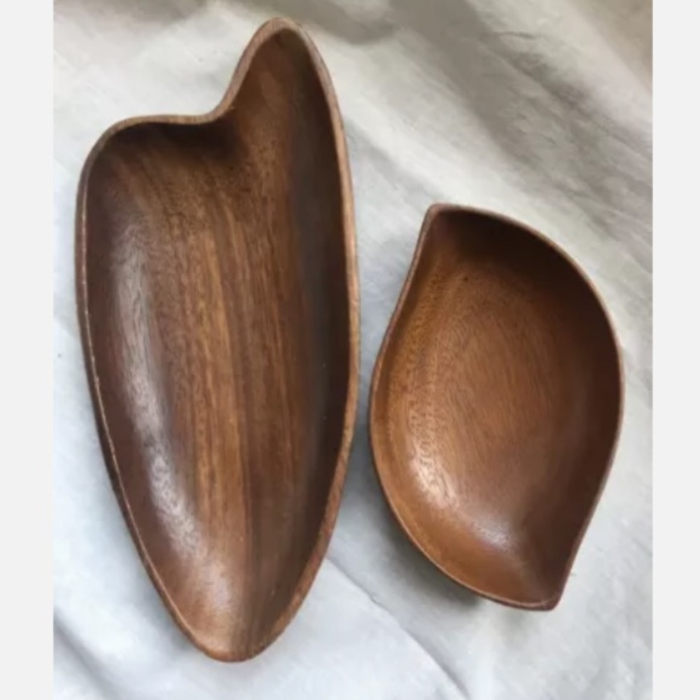 Royal Acacia Monkey Wood Two Vintage Serving Pieces